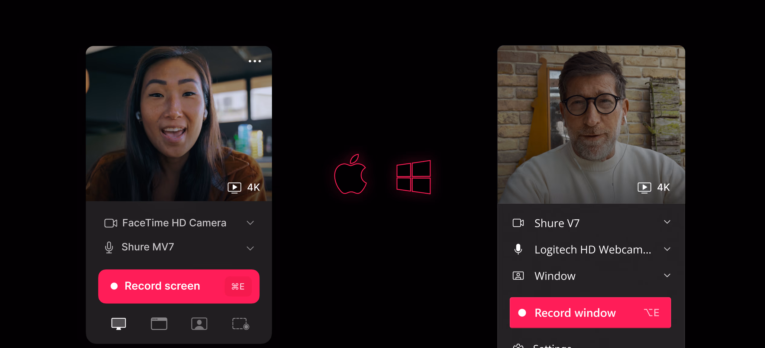 Supercut native Mac and Windows recording apps