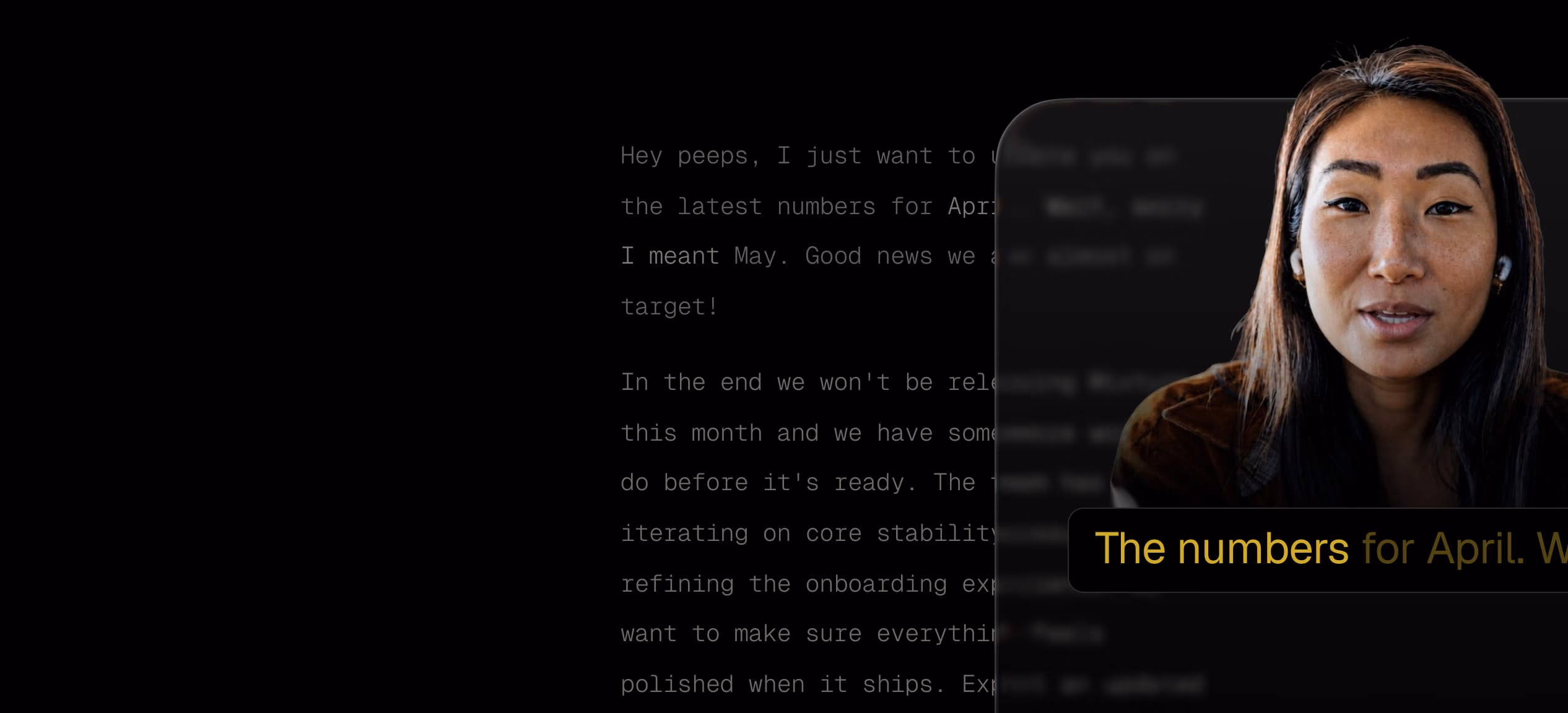 A Supercut recording with the transcript panel open beside it