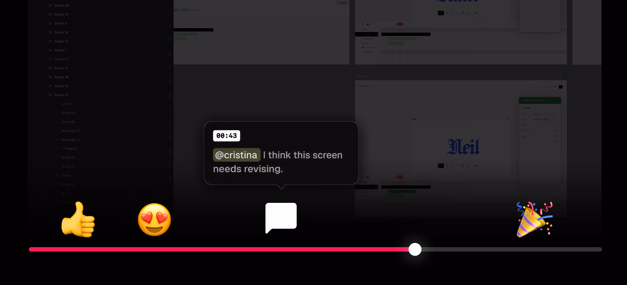 Supercut video with time-stamped comments and reactions